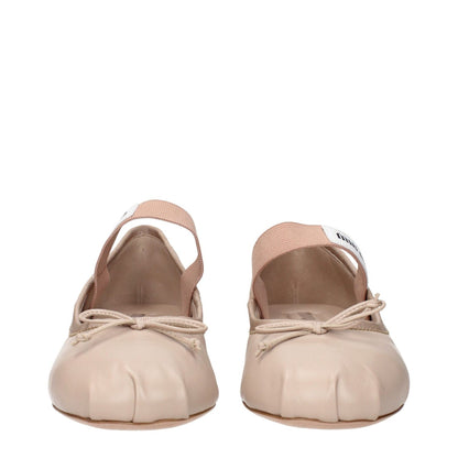 Miu Miu Pink Leather Ballet Flats