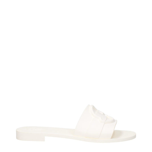 Moncler White Cotton Slippers with open toe and rubber sole, featuring a front logo design, MPN 4C00130M4095035.