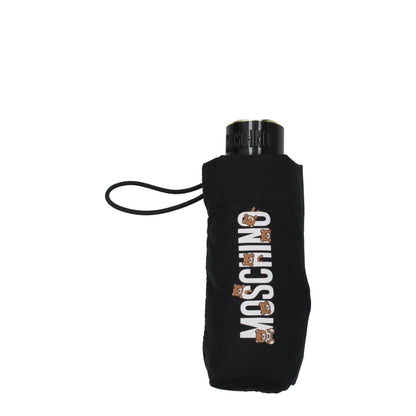 Moschino Black Polyester Umbrella with logo and front detail, casual style, snap closure, MPN 8432SUPERMINIA.