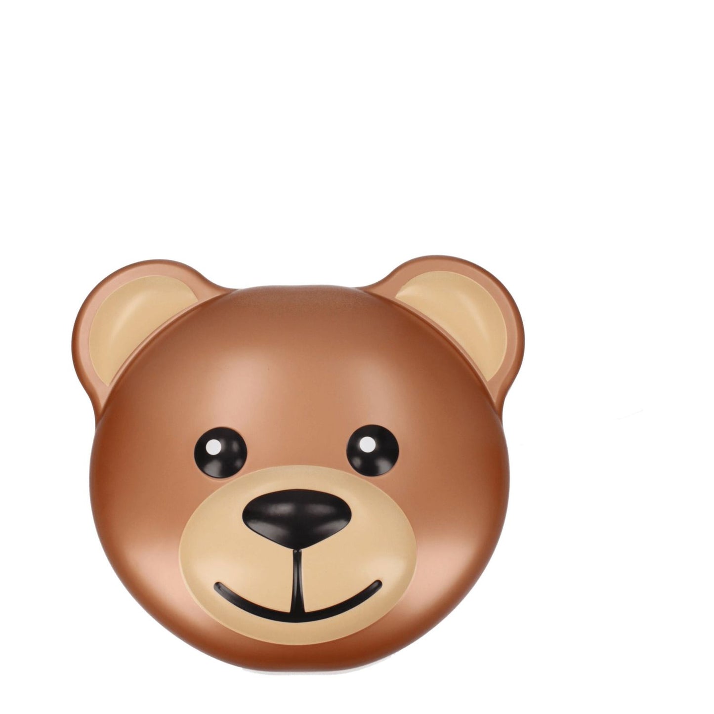 Cartoon-style brown bear face with a smiling expression, featuring large eyes and a dark nose against a plain white background.