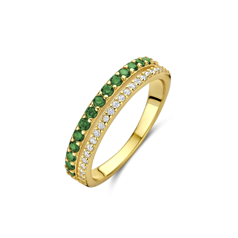Gold ring with emerald and diamond accents - NEW BLING Mod. 9NB-1580-52