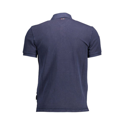 Rear view of Napapijri Blue Cotton Men Polo Shirt with logo detail, showcasing sleek design and comfort for versatile dressing.