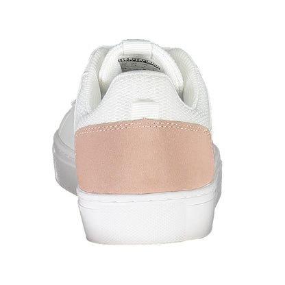 Back view of Napapijri White Leather Women Sneaker with contrast heel detail