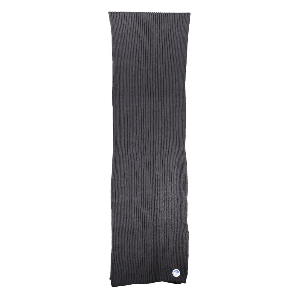 North Sails Black Cotton Scarf, 30x190 cm with logo, versatile and stylish accessory for any occasion.