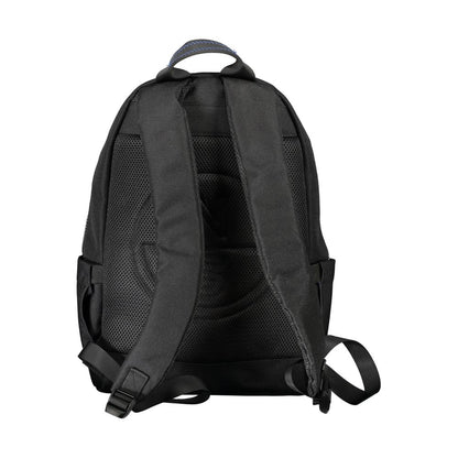Back view of North Sails Black Polyester Men Backpack showcasing durable straps and ergonomic design for urban mobility.