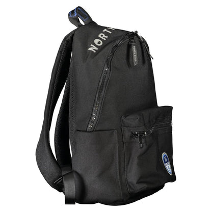 North Sails Black Polyester Men Backpack with zip closure, internal laptop compartment, and contrasting details for urban style.