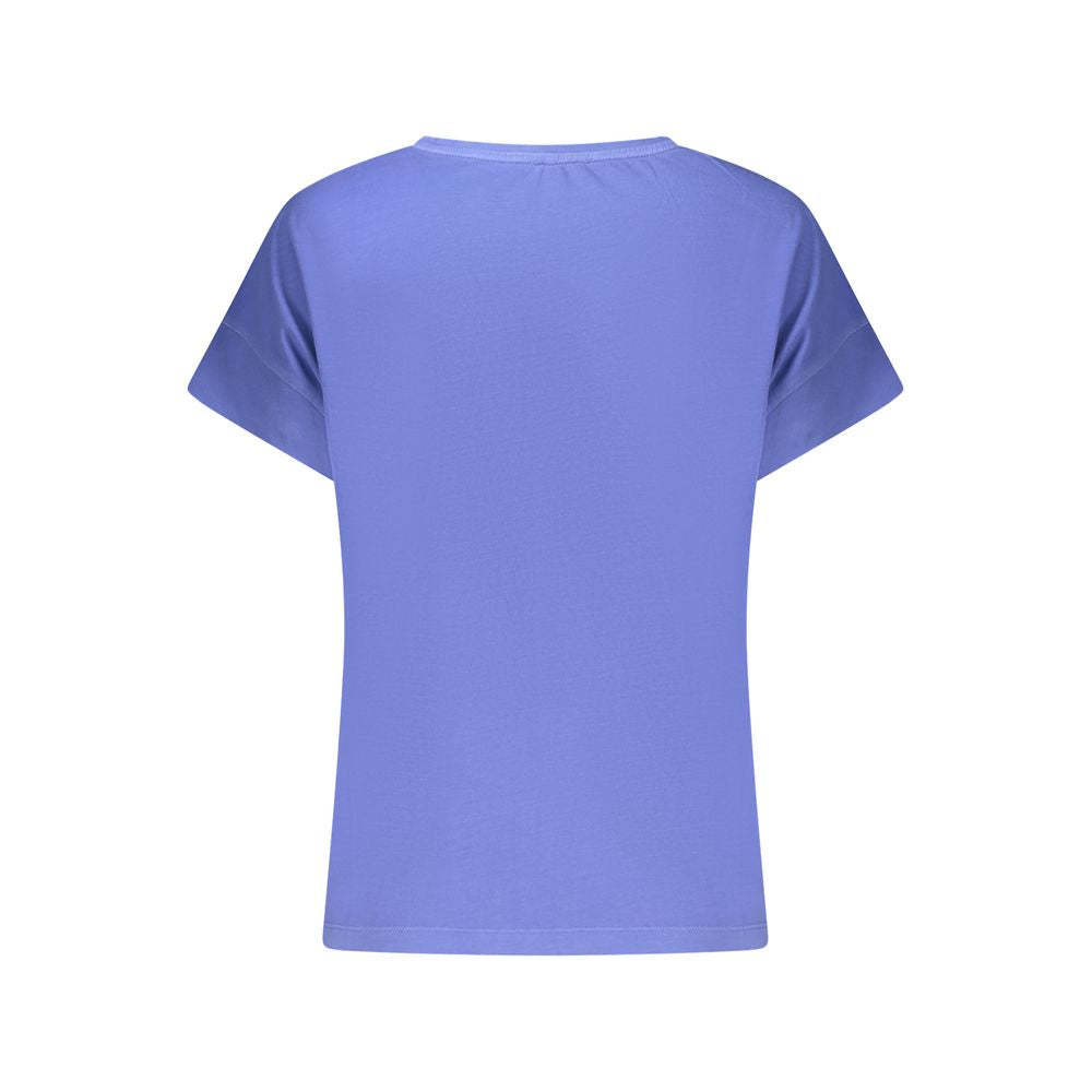 Back view of North Sails Blue Cotton Women T-Shirt with short sleeves.