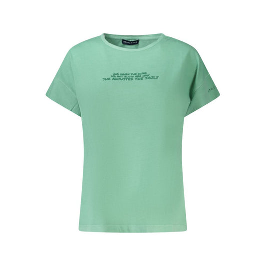 North Sails Green Cotton Women T-Shirt with embossed logo and wide neck design