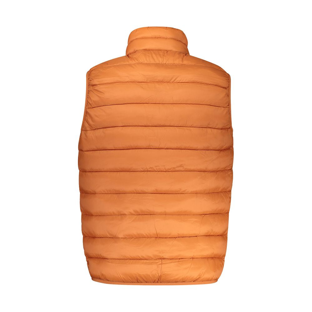 Norway 1963 Orange Polyamide Men Jacket sleeveless back view, bold fashion with functional design, vibrant orange with sophisticated details.