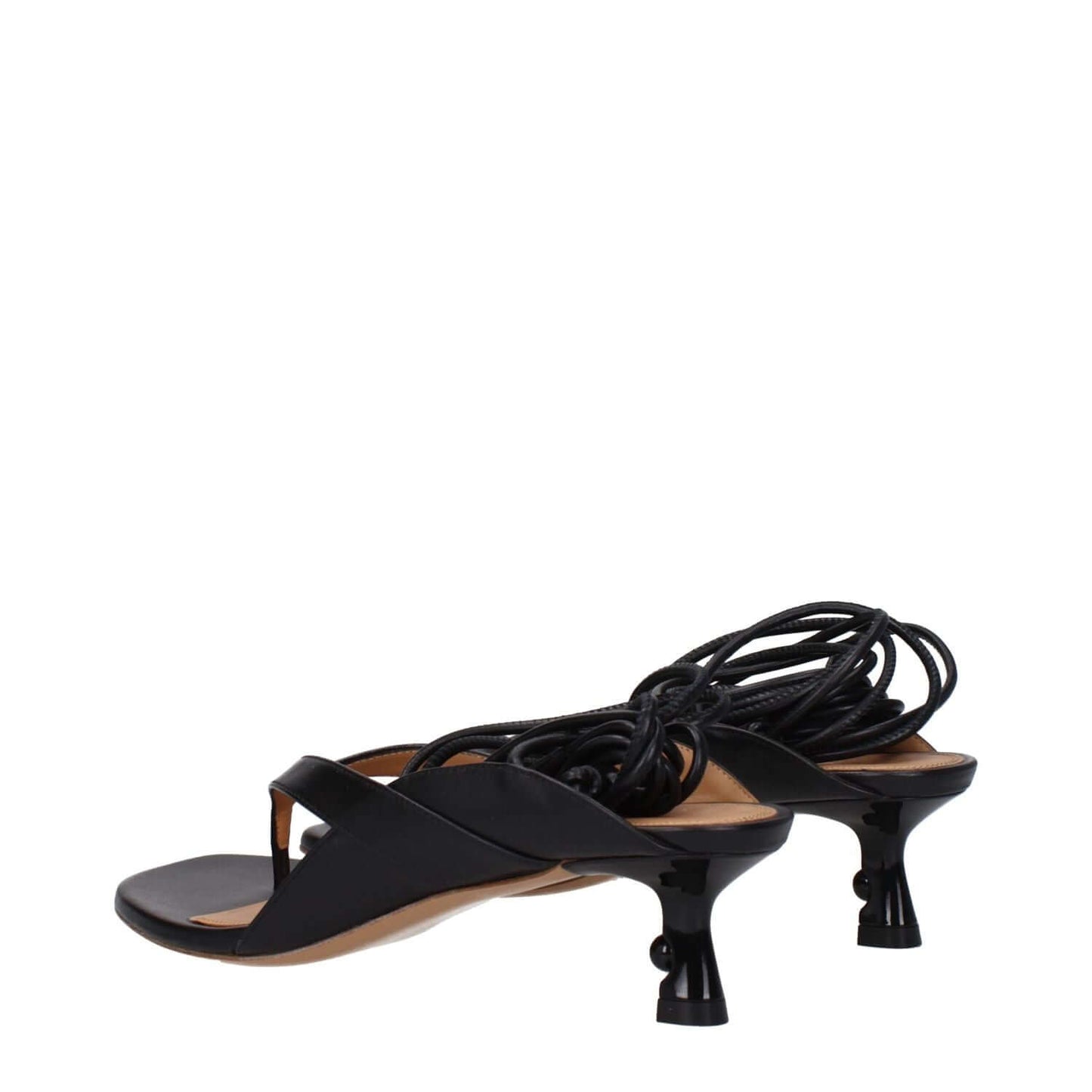 Off-White Black Leather Flip-Flop Sandals