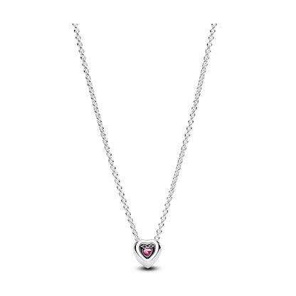 PANDORA JEWELRY Mod. 398425C02-45 heart pendant necklace with pink stone on silver chain
