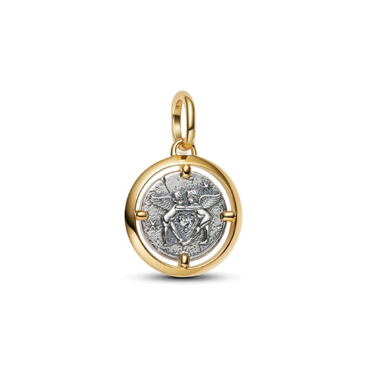 PANDORA JEWELRY Mod. 764088C01 elegant gold and silver circular pendant with intricate detailing.