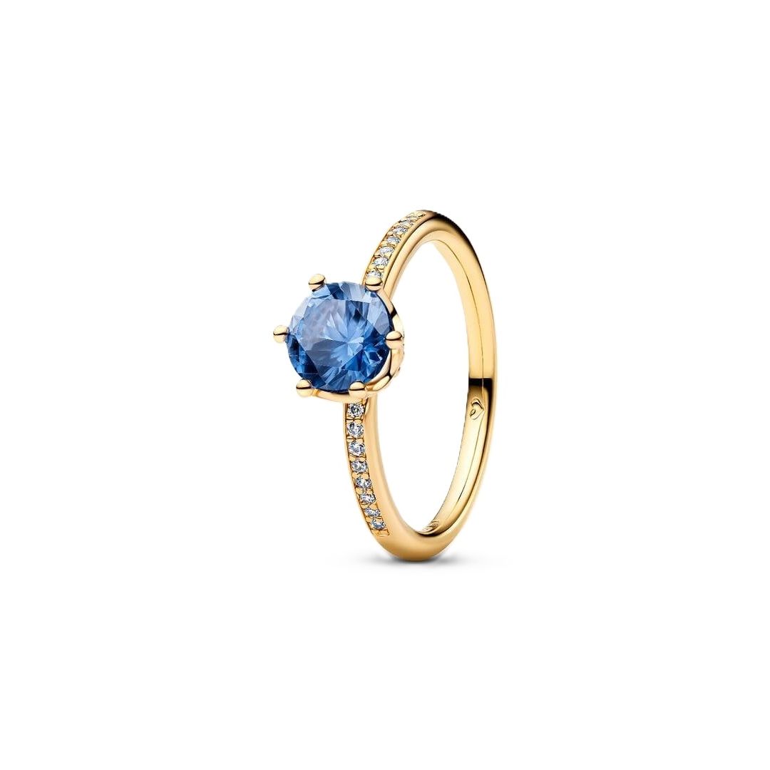 PANDORA JEWELRY Mod. BLUE SPARKLING CROWN SOLITAIRE RING
