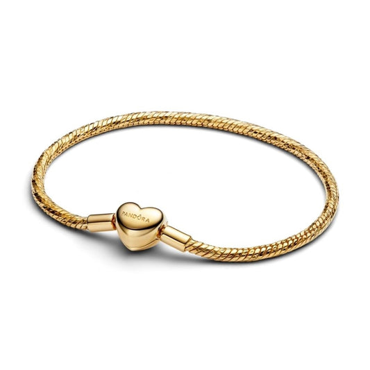 PANDORA JEWELRY Mod. HEART CLASP FACETED SNAKE CHAIN BRACELET