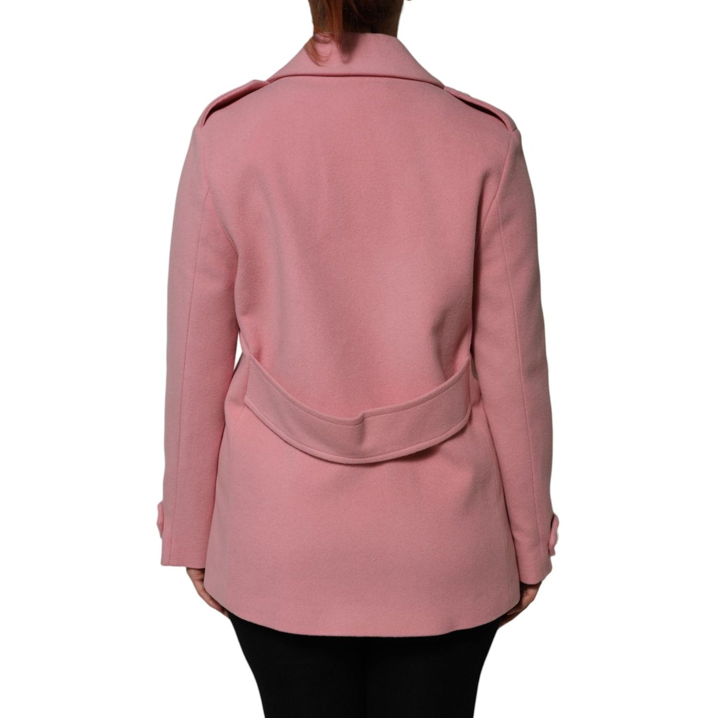PINK MEMORIES Pink Wool Double Breasted Blazer Coat Jacket