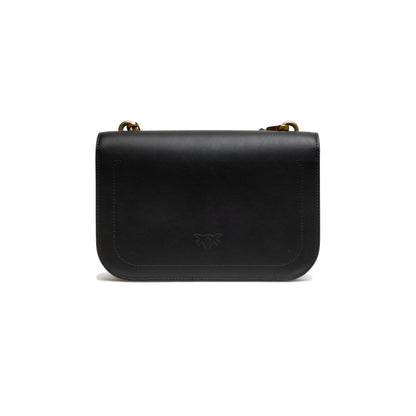 PINKO Black Leather Love Bell Classic Shoulder Bag
