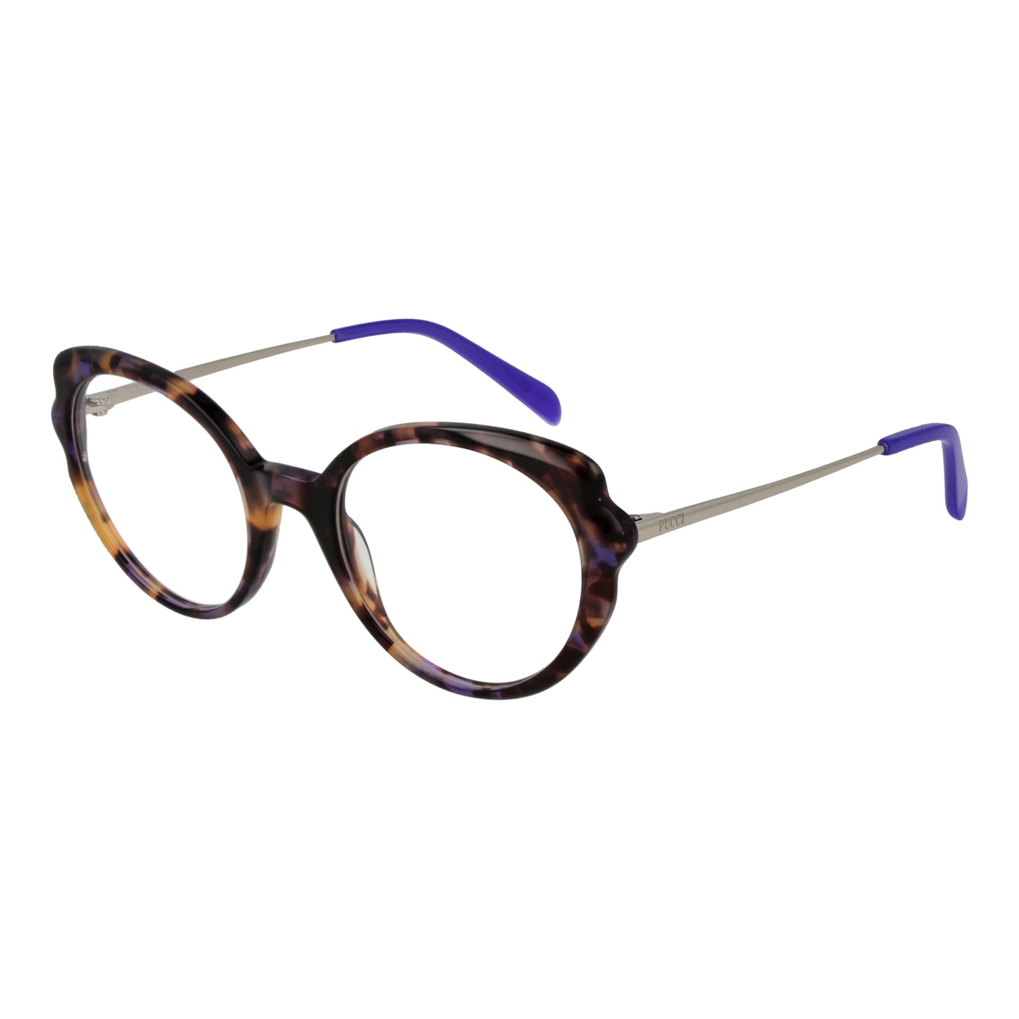 PUCCI MOD. EP5193 52055 lady's tortoiseshell eyeglasses with purple temple tips, stylish eyewear for women