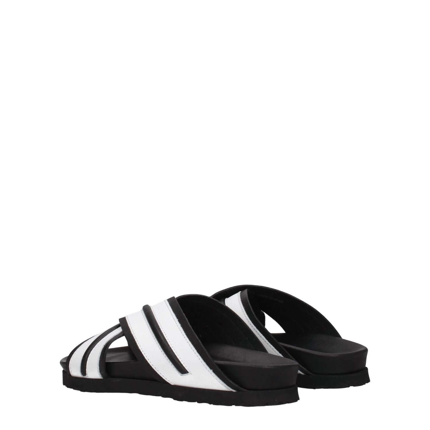 Palm Angels White Leather Slippers with black rubber sole and open toe style for casual wear
