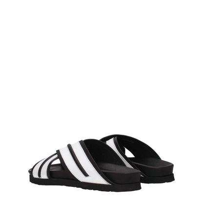 Palm Angels White Leather Slippers with black rubber sole and open toe style for casual wear