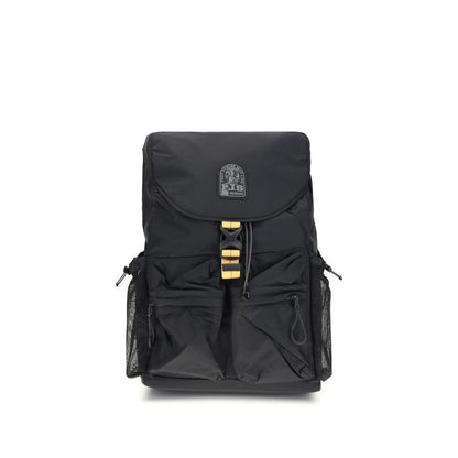 Parajumpers Black Nylon Backpack with multiple pockets, adjustable straps, ideal for travel and daily use, from Icon Lite line.