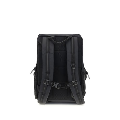 Rear view of Parajumpers Black Nylon Backpack with adjustable padded straps and multiple pockets.