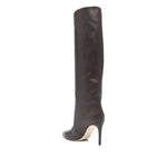 Paris Texas Boots brown calf leather pointed toe stiletto heel knee-high with side zip, 8.5 cm heel