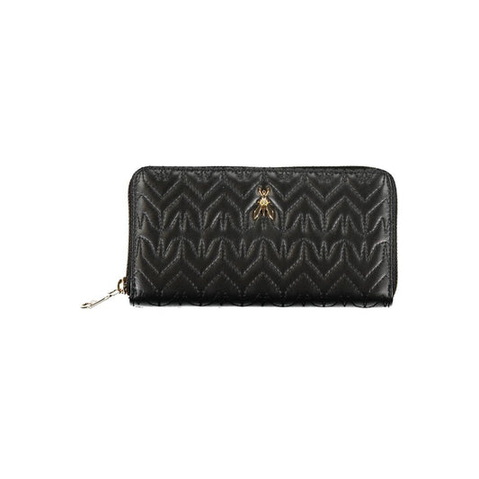 Patrizia Pepe Black Polyethylene Wallet with zip closure, 6 compartments, internal pocket, coin purse, and card spaces.