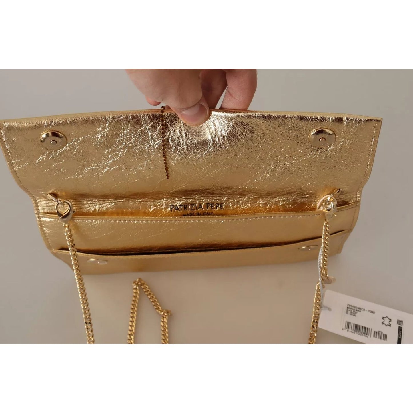 Patrizia Pepe Gold Leather Embellished Shoulder Strap Bag