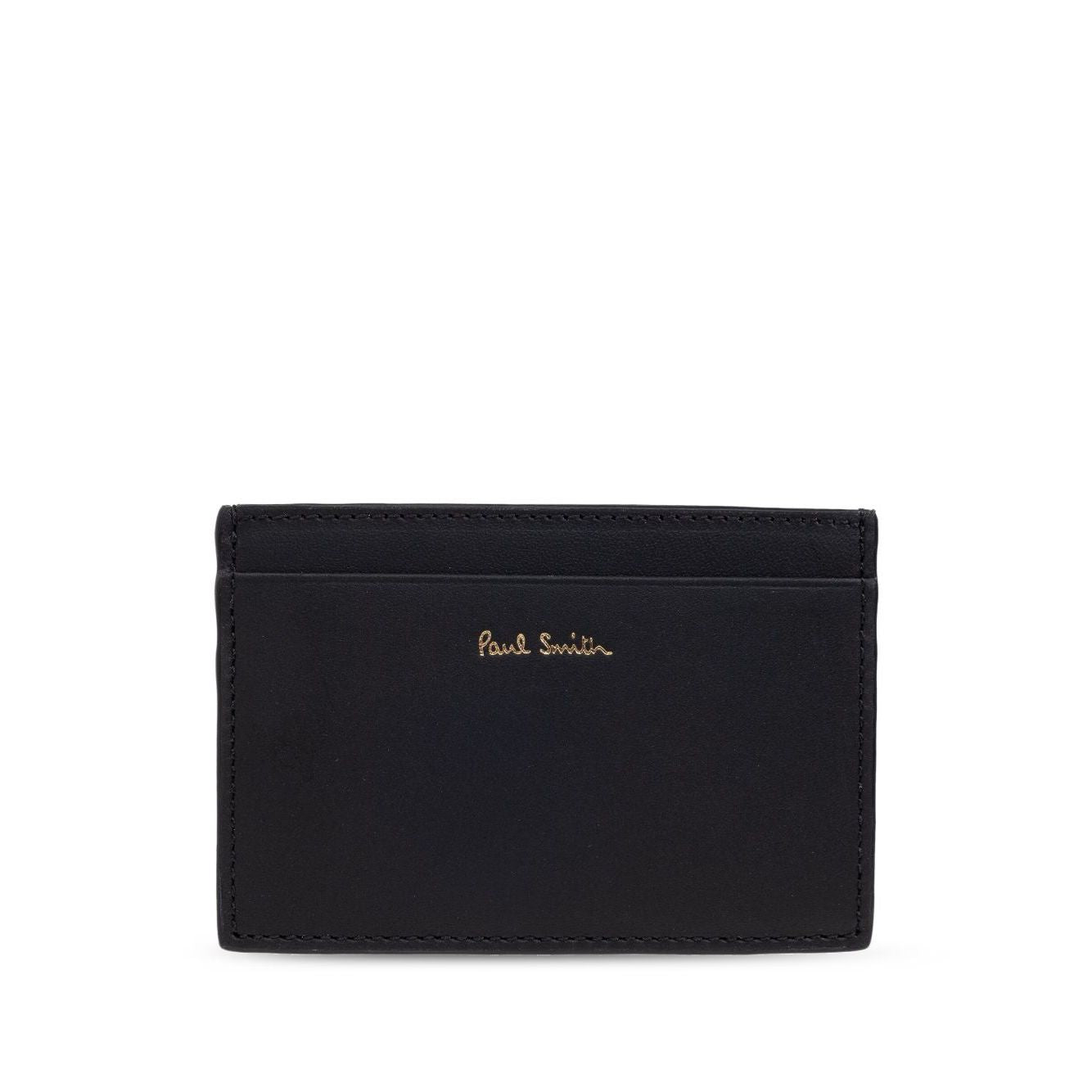 Paul Smith Signature Stripe leather card case with black card slots and logo stamp