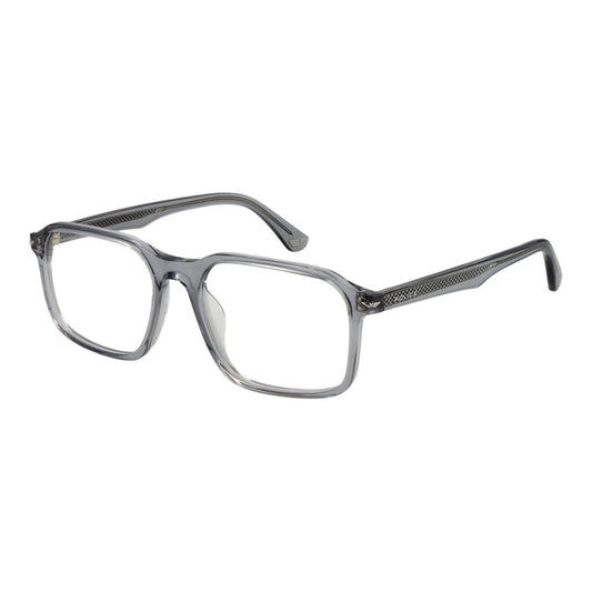 Police Gray Cellulose Acetate Glasses (Frames) for men in full-rim rectangle style made of cellulose acetate with demo plastic lenses.