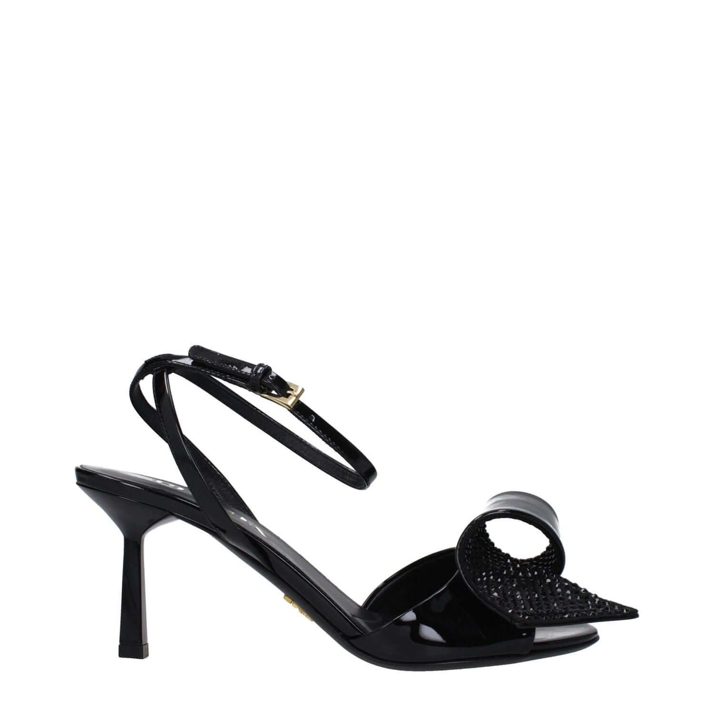 Prada Black Leather Stiletto Heel Sandals