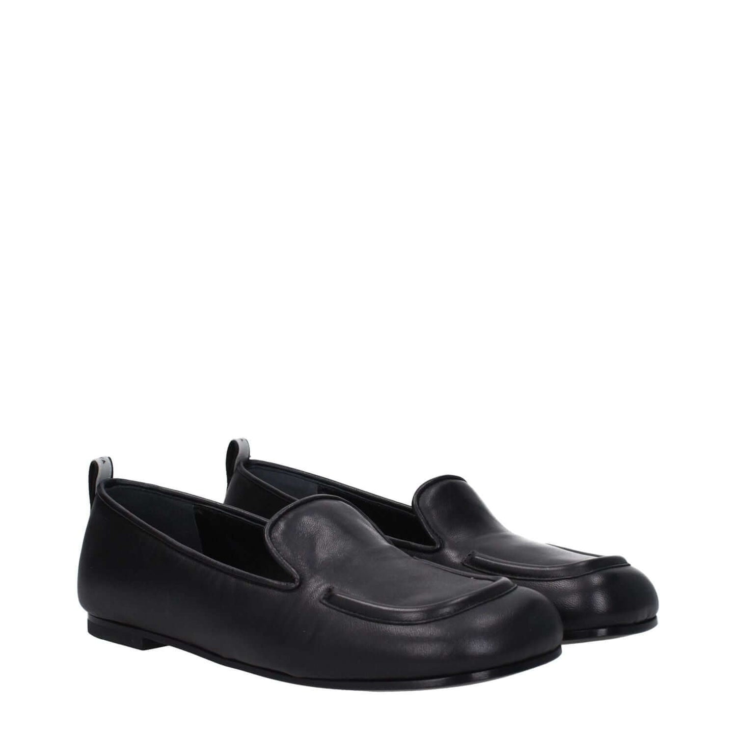 Premiata Black Leather Slip-On Loafers