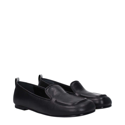 Premiata Black Leather Slip-On Loafers