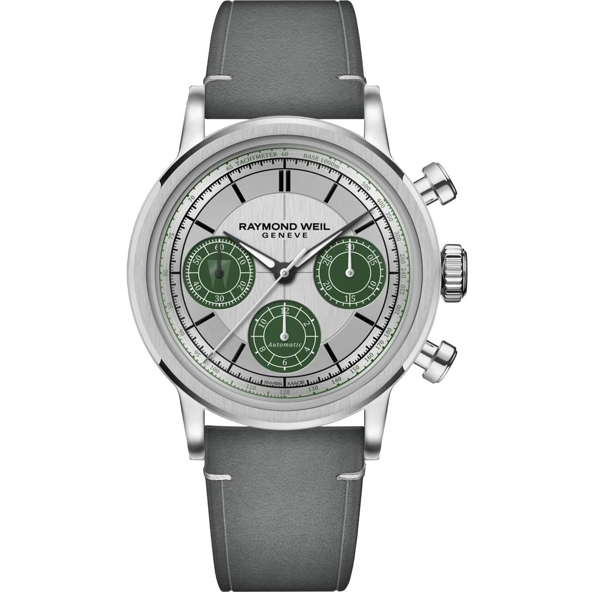 RAYMOND WEIL MOD. 7765-STC-LAR01 watch with green dials and leather strap