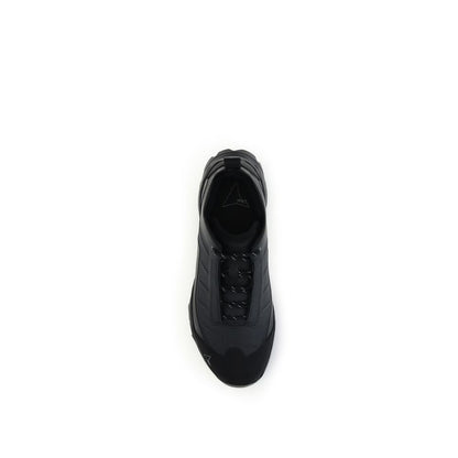 Top view of ROA Black Polyamide Athletic Sneakers featuring a lace-up design and Vibram® Megagrip sole for optimal traction.