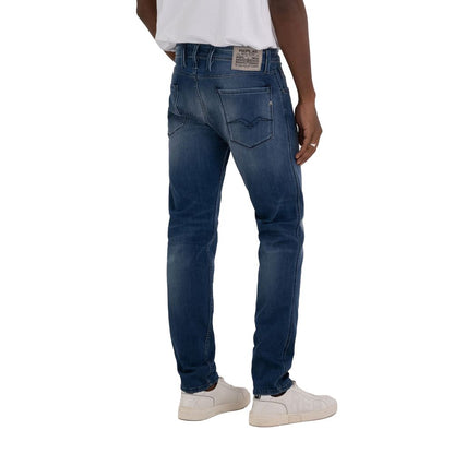 Replay Blue Cotton Straight-Leg Jeans