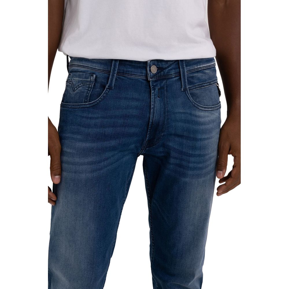 Replay Blue Cotton Straight-Leg Jeans