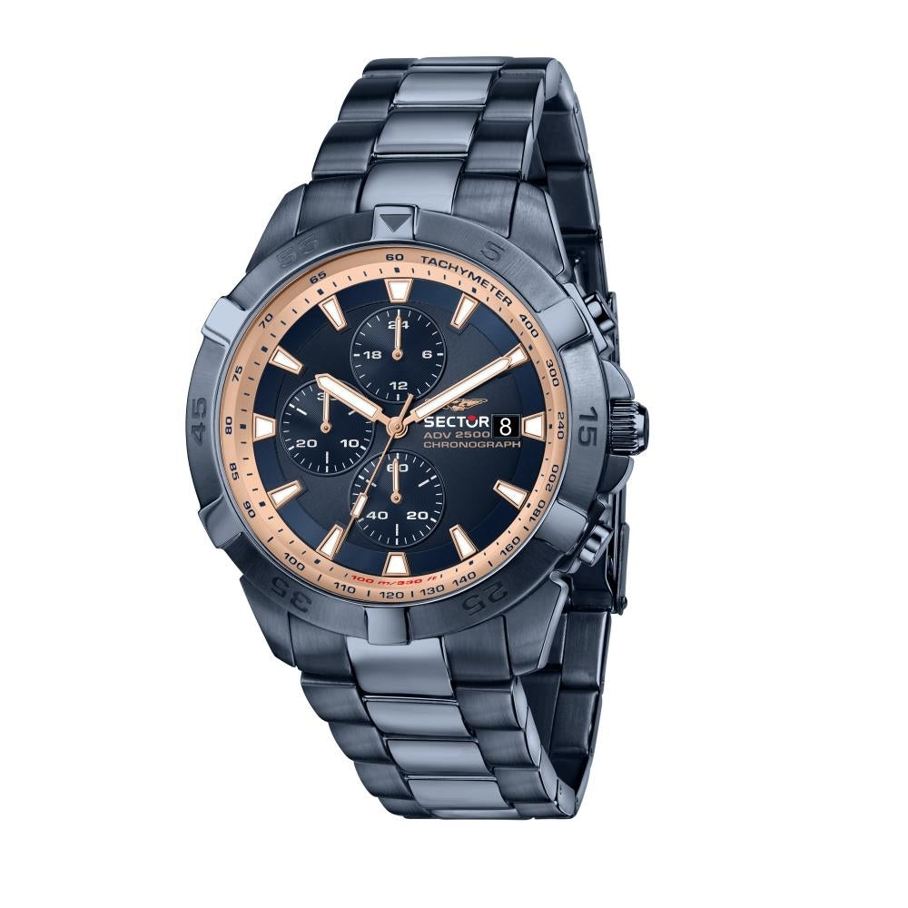 SECTOR Mod. ADV2500 men's chronograph wristwatch, 43mm stainless steel case, 10 ATM water resistance, mineral dial, quartz movement