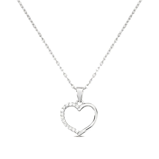 STROILI Mod. 1628548 heart-shaped pendant necklace in silver with clear stones, elegant jewelry piece.
