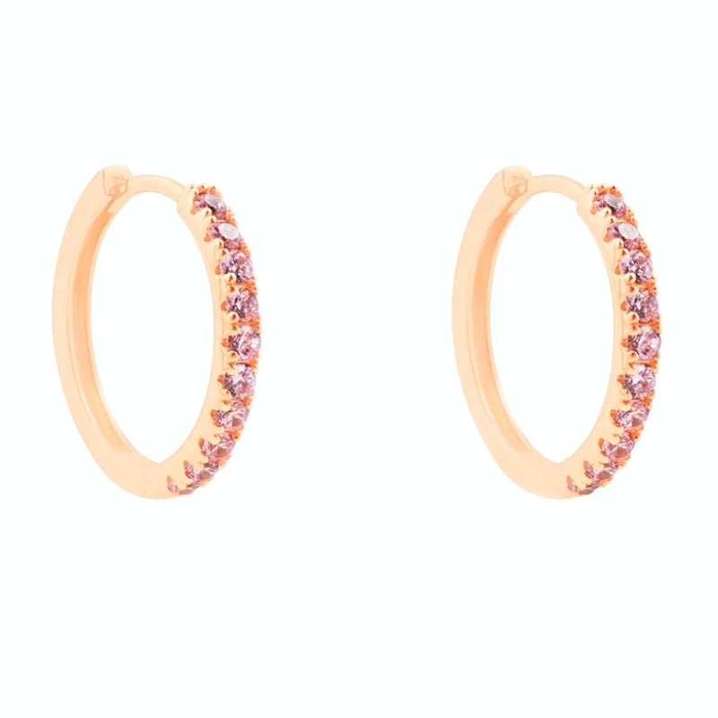 STROILI Mod. 1682425 earrings with pink stones, elegant hoop design.