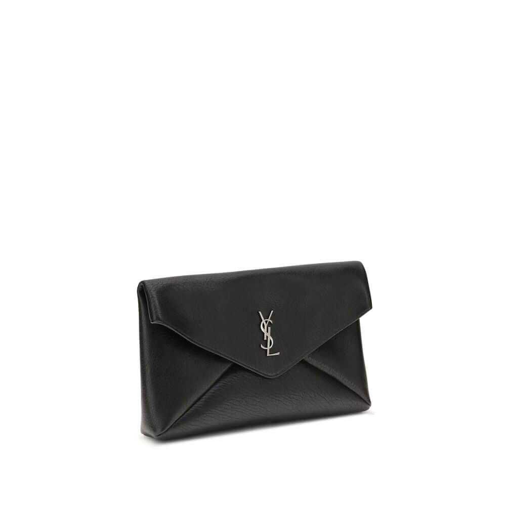 Saint Laurent Black Calf Leather Bos Taurus Clutch Bag