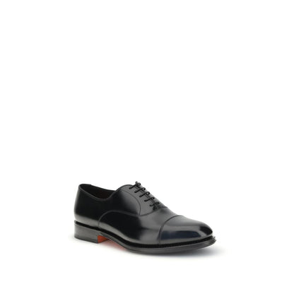 Santoni Black Calf Leather Bos Taurus Oxfords And Derbies