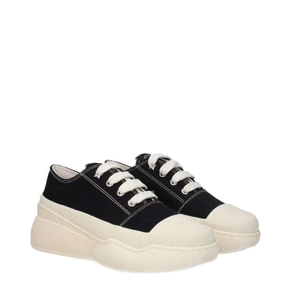 Stella McCartney Black Fabric Chunky Sneakers with lace-up closure and rubber sole, featuring a 5 cm wedge and round toe design.