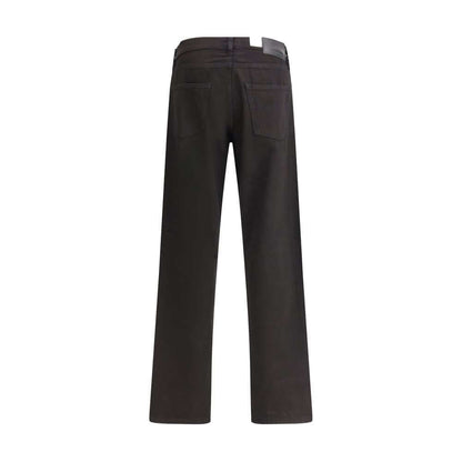 Sunflower Black Cotton Relaxed Fit Jeans with a loose fit, garment-dyed finish, and recycled metal trim, rear view.