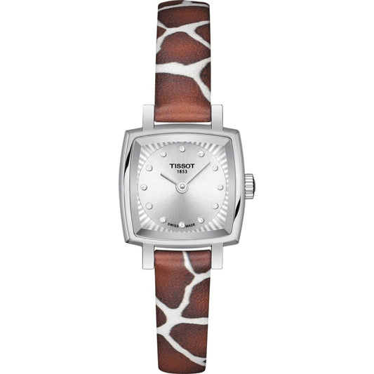 TISSOT Mod. LOVELY W-Diamonds wristwatch with stainless steel case and ecopelle strap, featuring diamond indexes, Swiss-made.