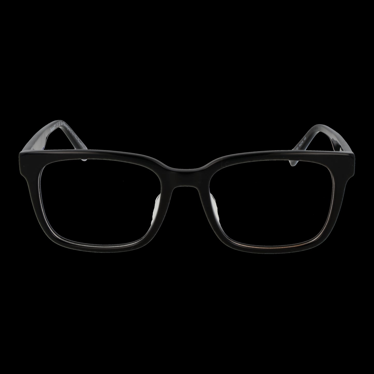 Front view of black rectangular eyeglasses for men, model TIMBERLAND MOD. TB1846-H 54001, isolated on black background.