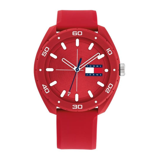 TOMMY HILFIGER Mod. 1792065 red quartz analog watch, 44mm case, 3 ATM water resistance, mineral dial, gent's bracelet, in official box