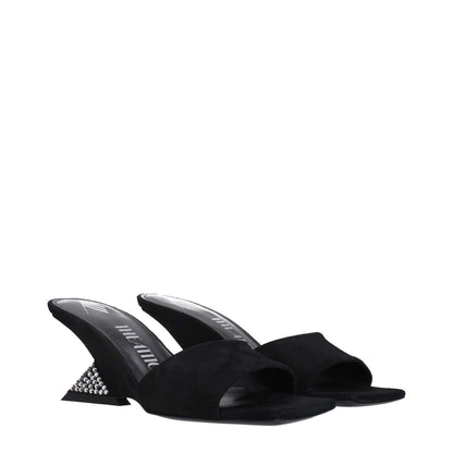 The Attico Black Leather Platform Sandals