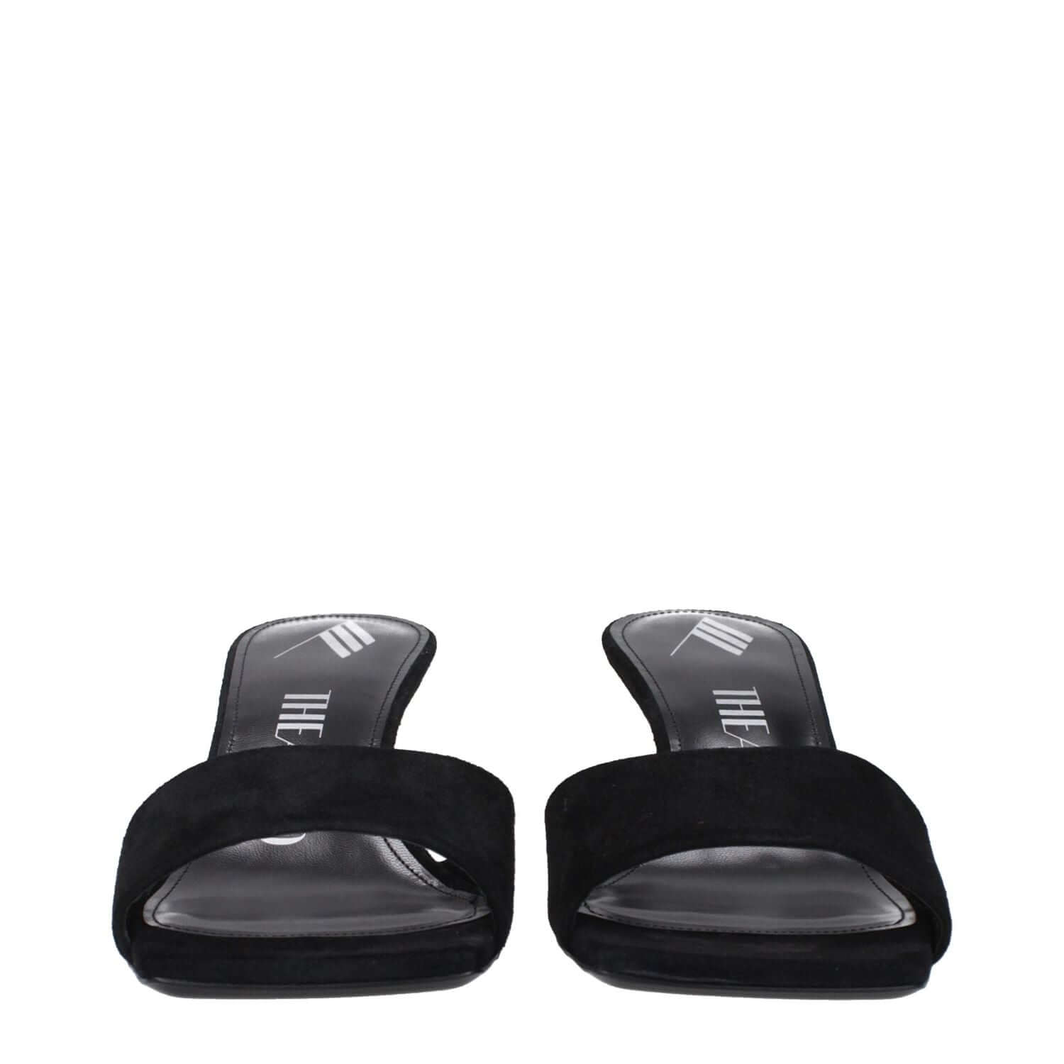 The Attico Black Leather Platform Sandals