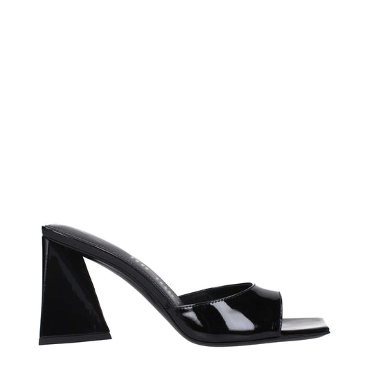 The Attico Black Leather Stiletto Heel Sandals - Patent Leather, Open Toe, Mid Heel, 8.5 cm, Stylish Design